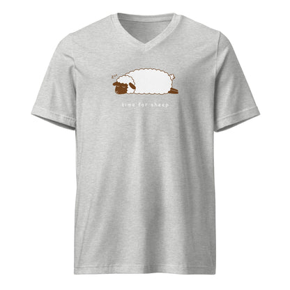 Time for Sheep V-Neck T-Shirt Athletic Heather / S