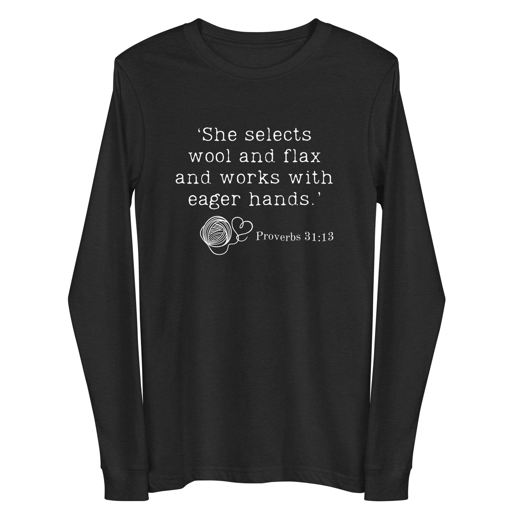 Christian Proverb Long Sleeve Tee Black Heather / S