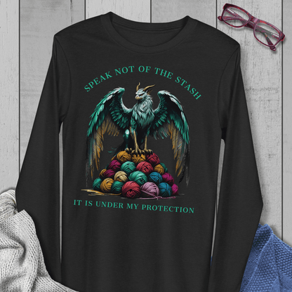 Speak Not of the Stash Long Sleeve T-Shirt Black Heather / S