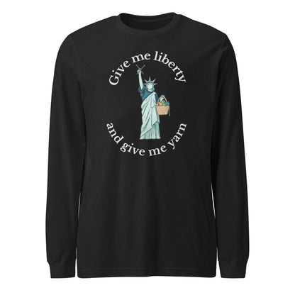 Statue of Liberty Long Sleeve Tee (with text) Black Heather / S