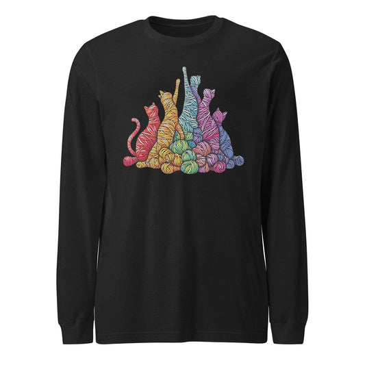 Fiber Felines Long Sleeve Tee Black Heather / XS