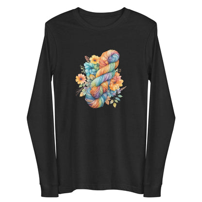 Floral Skein Long Sleeve Tee Black Heather / XS