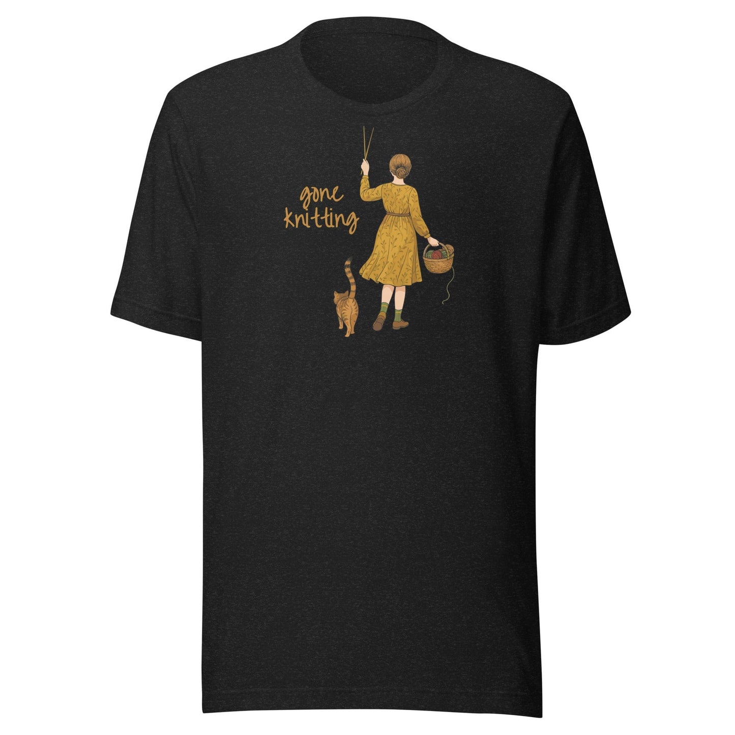 Gone Knitting T-Shirt (peach) Black Heather / XS
