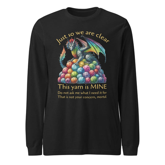 Yarn Dragon with slogan Long Sleeve Tee Black Heather / XS