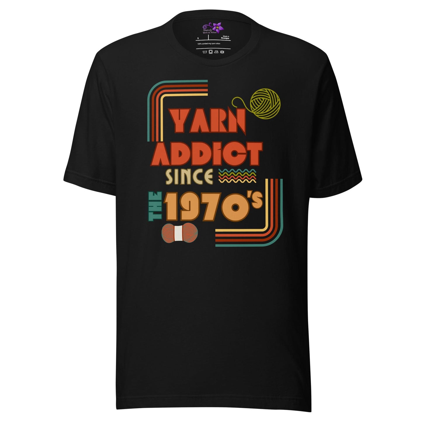 70s Yarn Addict Crew Neck T-Shirt Black / S