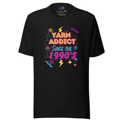 90s Yarn Addict Crew Neck T-Shirt Black / S