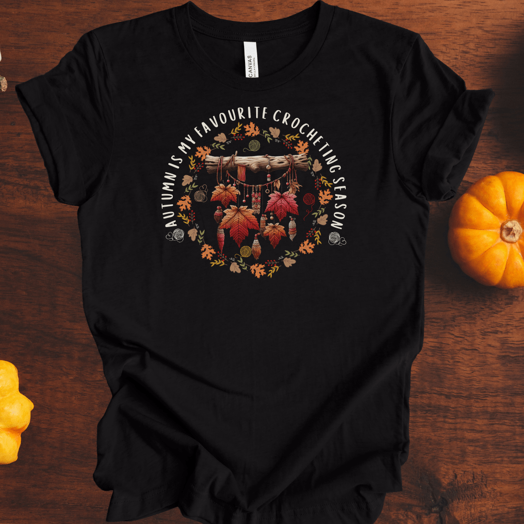 Autumn is my Crocheting Season T-Shirt Black / S