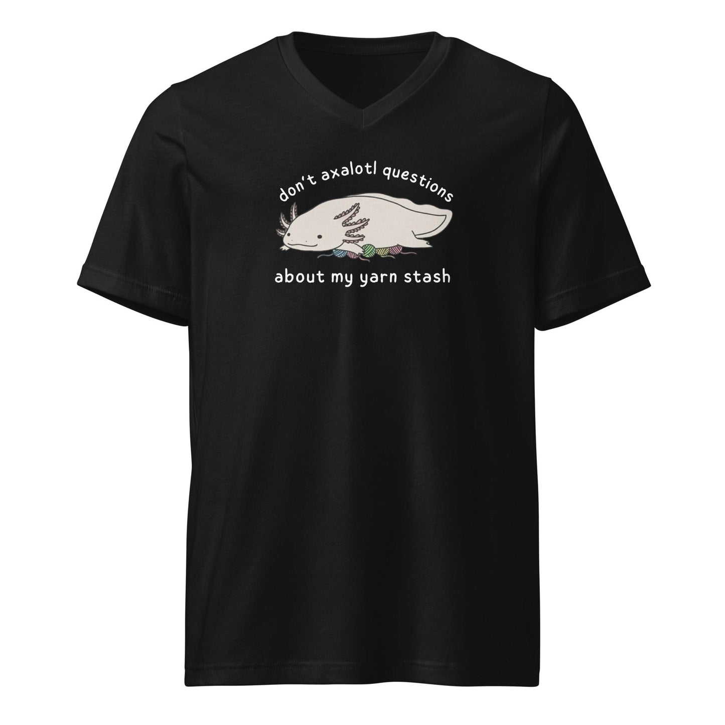 Axolotl Questions V-Neck T-Shirt Black / S