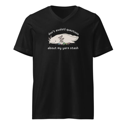 Axolotl Questions V-Neck T-Shirt Black / S