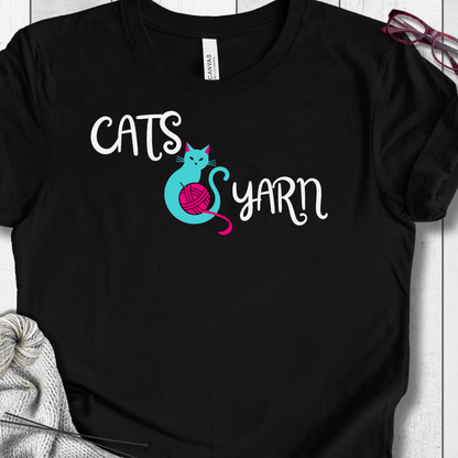 Cats & Yarn T-Shirt Black / S