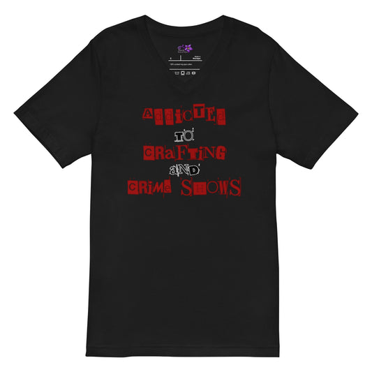 'Crafting and Crime Shows V-Neck T-Shirt Black / S