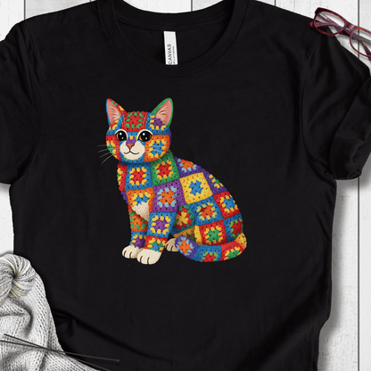 Crochet Cat T-Shirt Black / S