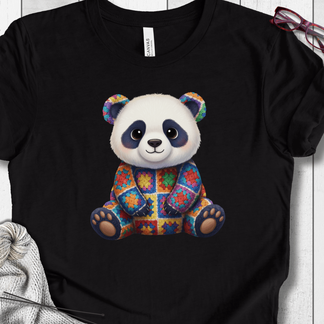 Crochet Panda T-Shirt Black / S
