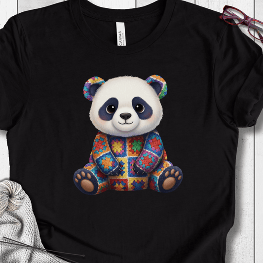 Crochet Panda T-Shirt Black / S