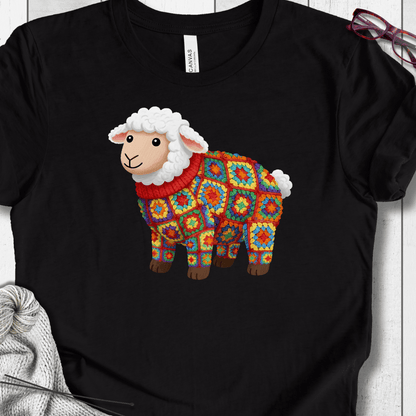 Crochet Sheep T-Shirt Black / S