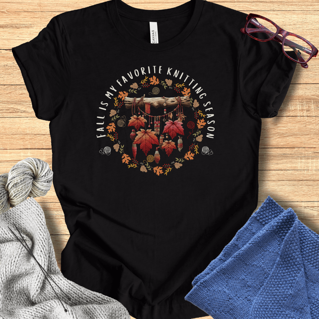 Fall is my Knitting Season T-Shirt Black / S