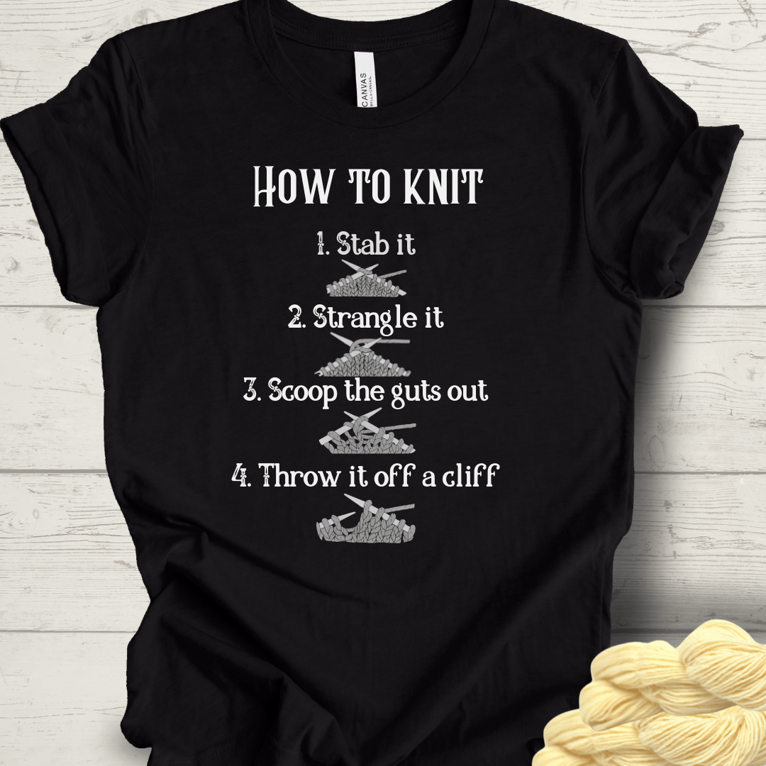 Funny How to Knit T-Shirt Black / S