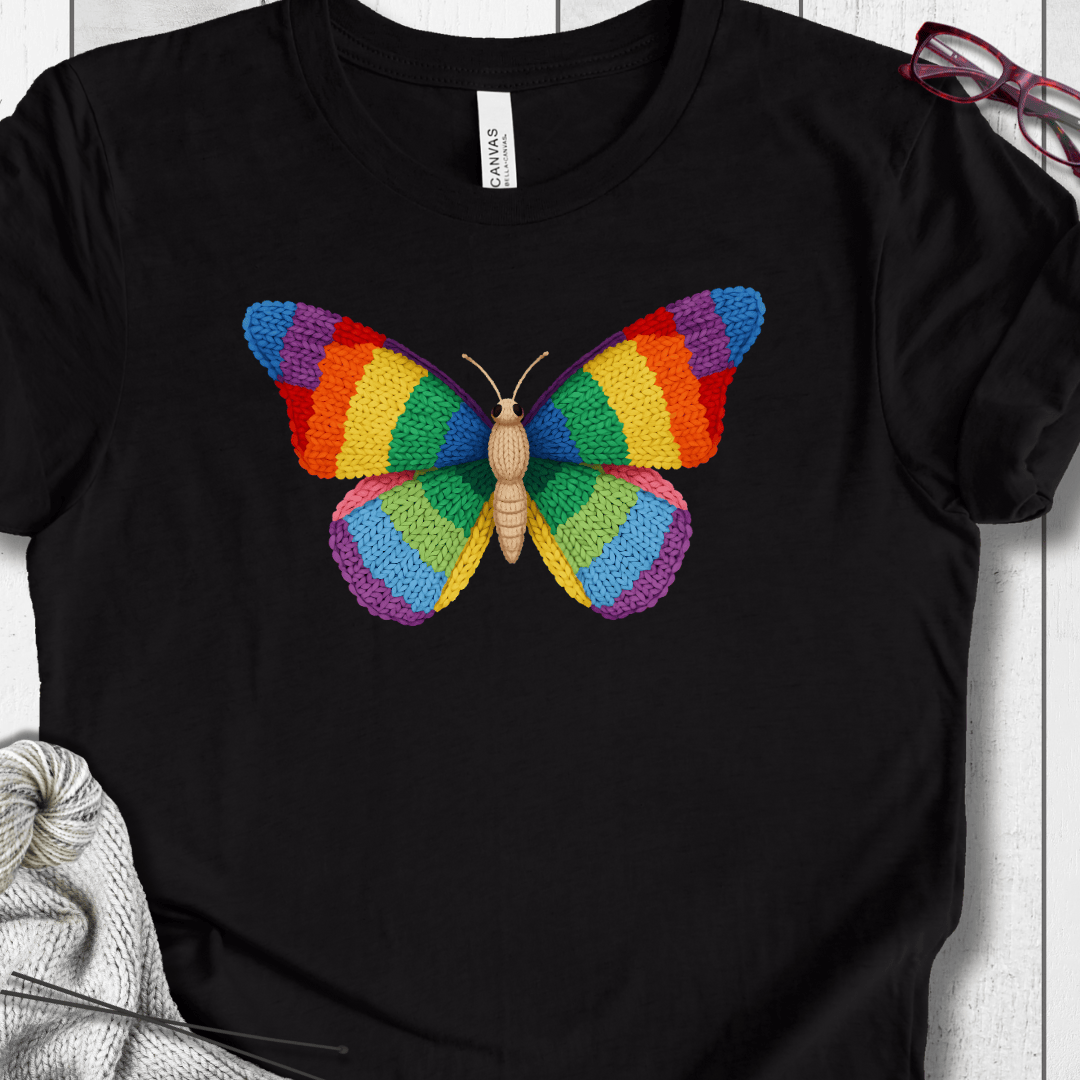 Knitted Butterfly T-Shirt Black / S