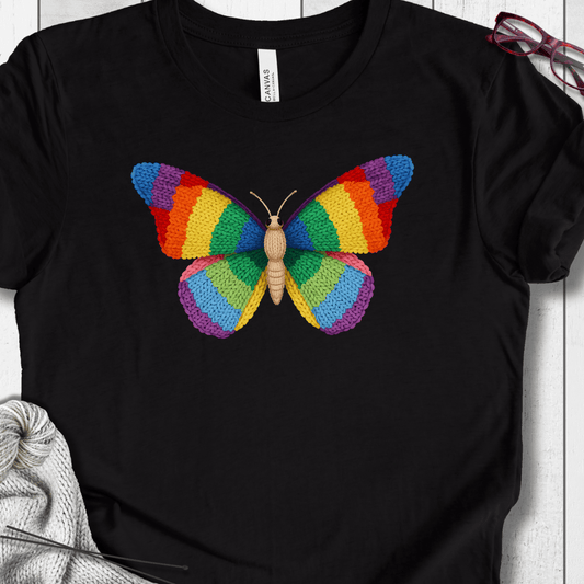 Knitted Butterfly T-Shirt Black / S