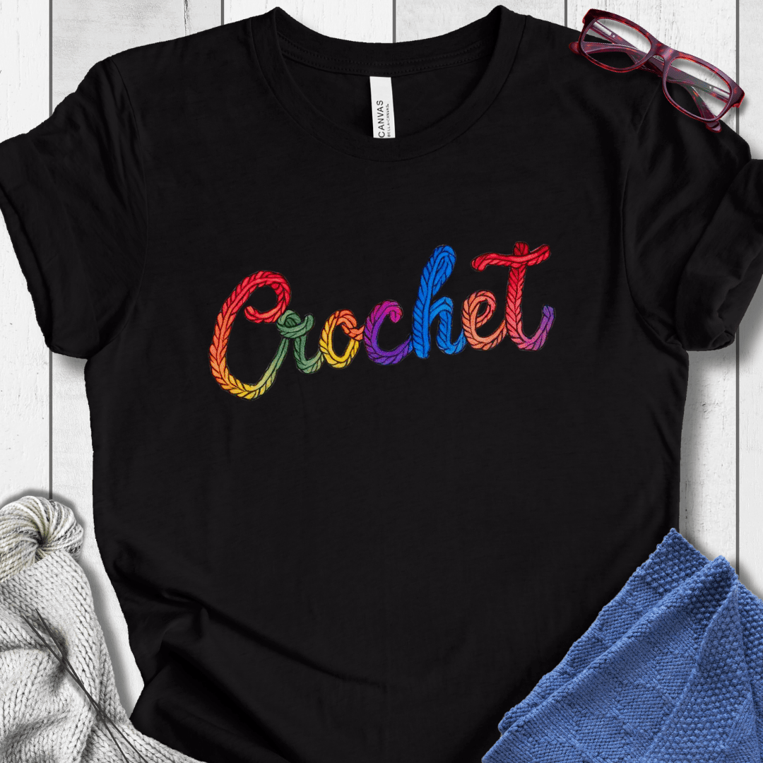 Rainbow Crochet T-Shirt Black / S