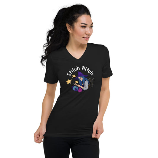 Stitch Witch V-Neck T-Shirt Black / S