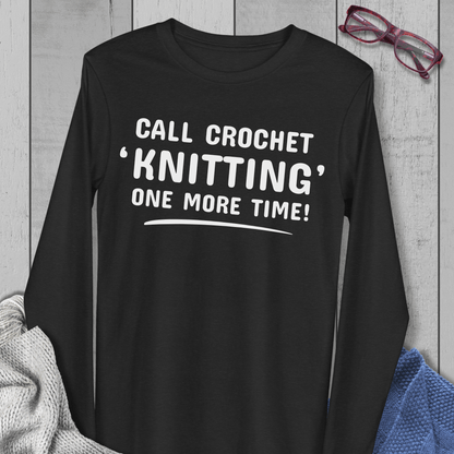 Call Crochet Knitting Long Sleeve Tee Black / XS