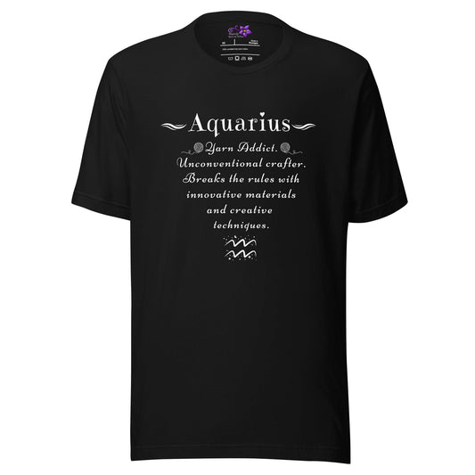 Crafters Zodiac - Aquarius Crew Neck T-Shirt Black / XS