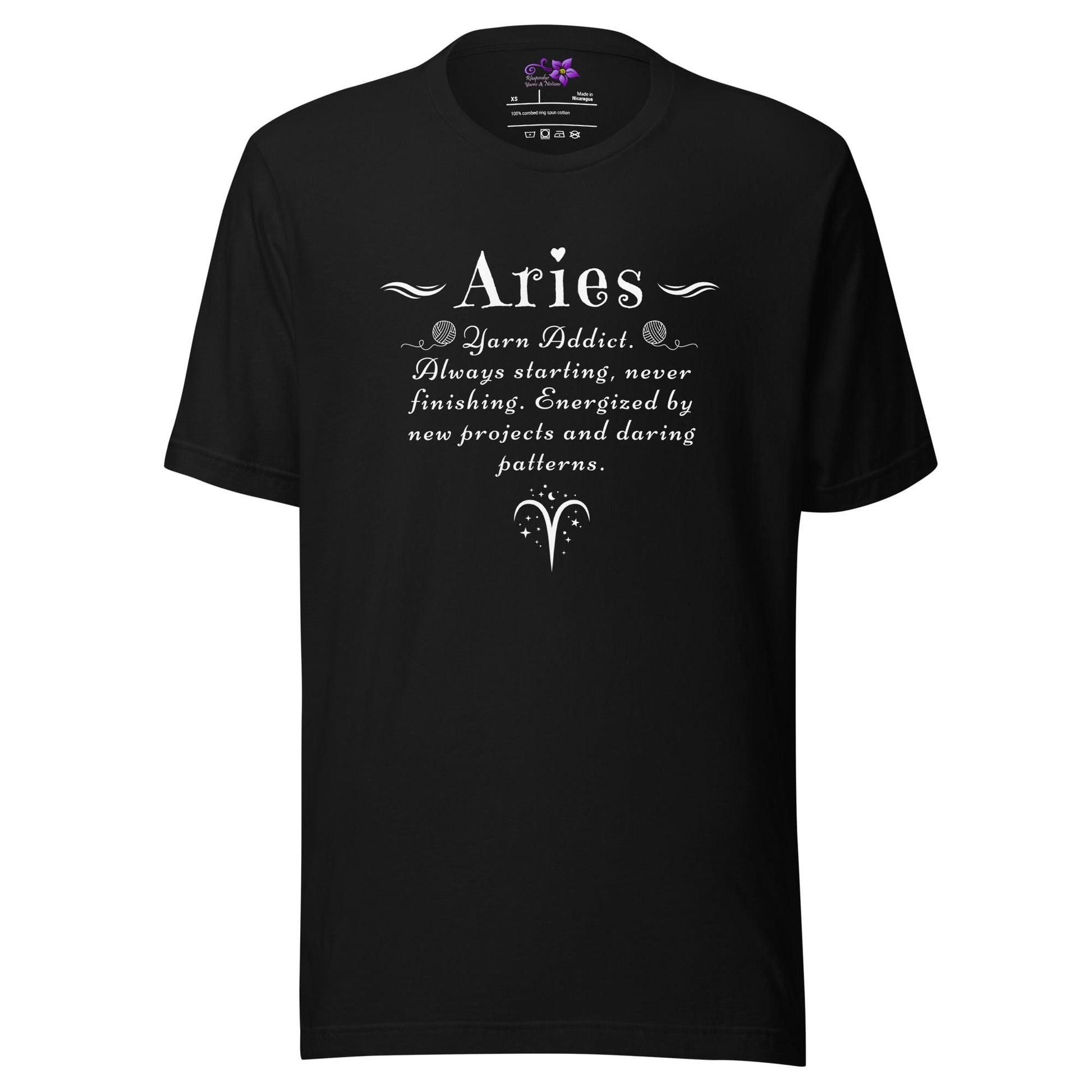 Crafters Zodiac - Aries Crew Neck T-Shirt Black / XS