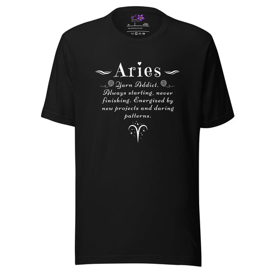 Crafters Zodiac - Aries Crew Neck T-Shirt Black / XS