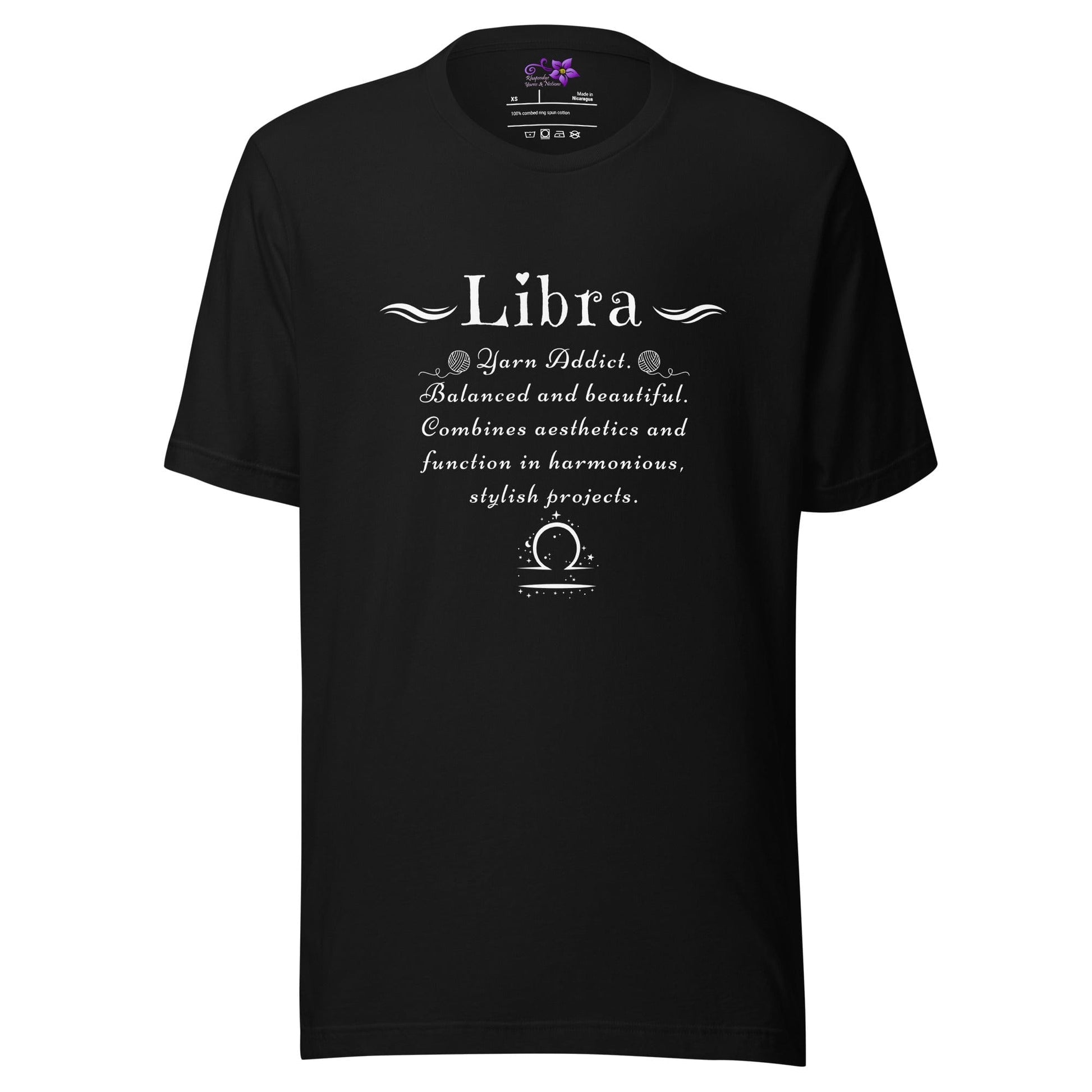 Crafters Zodiac - Libra Crew Neck T-Shirt Black / XS