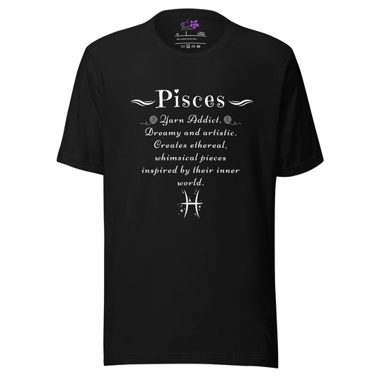 Crafters Zodiac - Pisces Crew Neck T-Shirt Black / XS