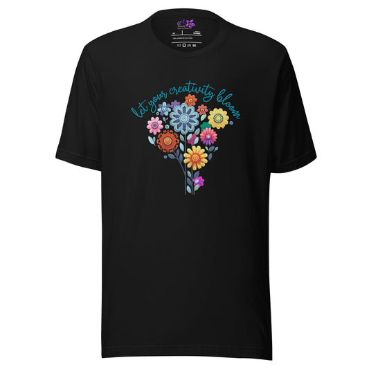 Creativity - bunch of flowers Crew Neck T-Shirt Black / XS