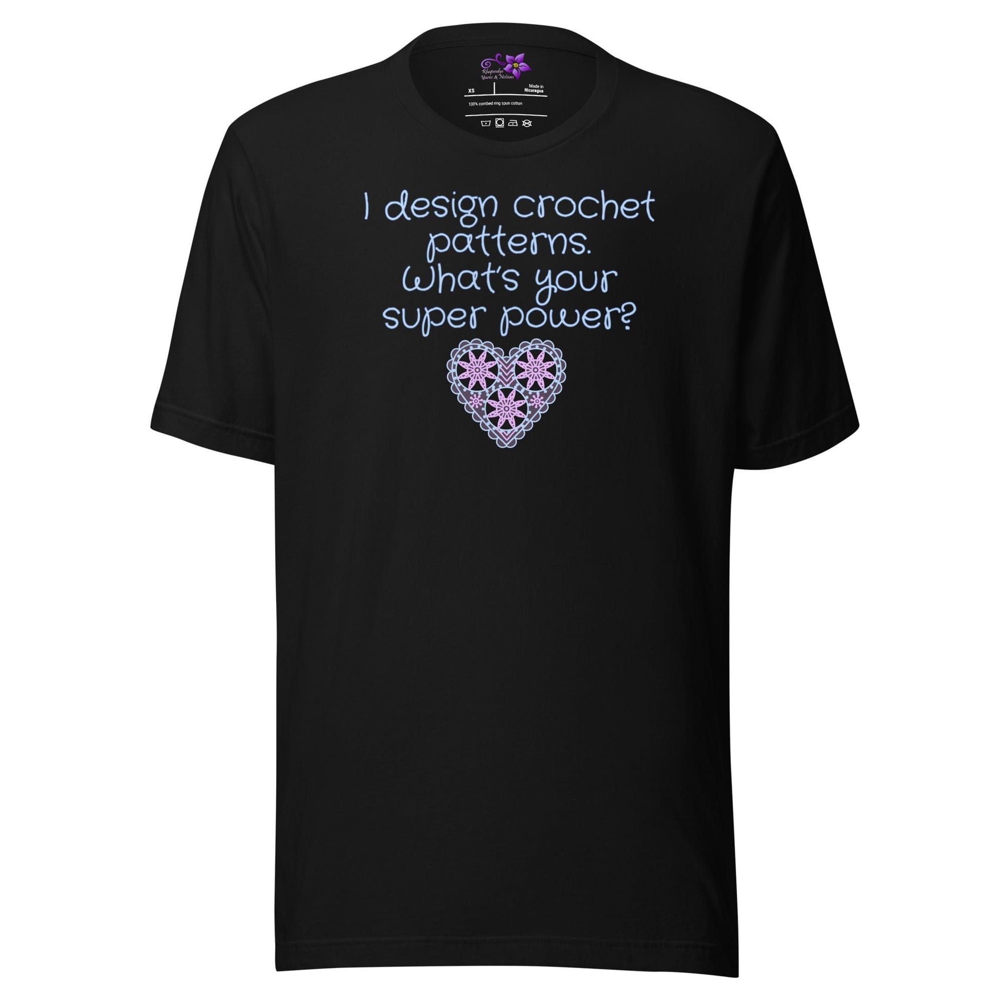 Crochet Designer Crew Neck T-Shirt Black / XS