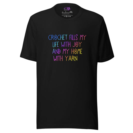 Crochet fills my Life (swirl font) Crew Neck T-Shirt Black / XS