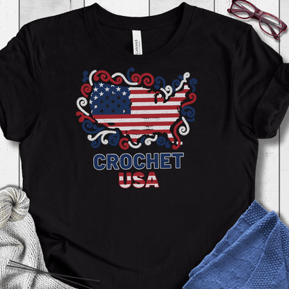 Crochet USA T-Shirt Black / XS