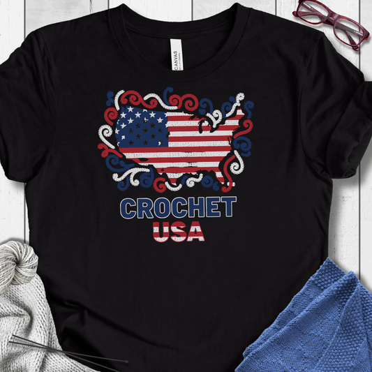 Crochet USA T-Shirt Black / XS