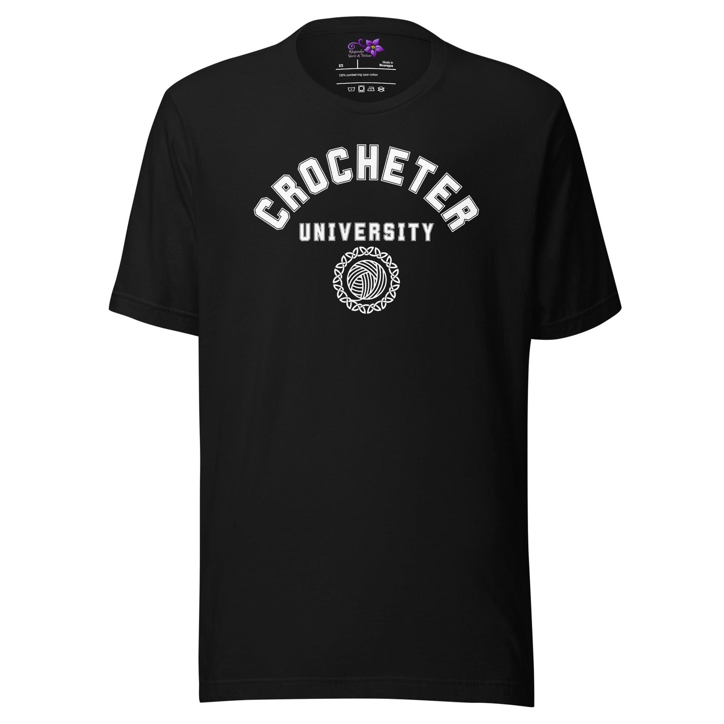 Crocheter University Crew Neck T-Shirt Black / XS