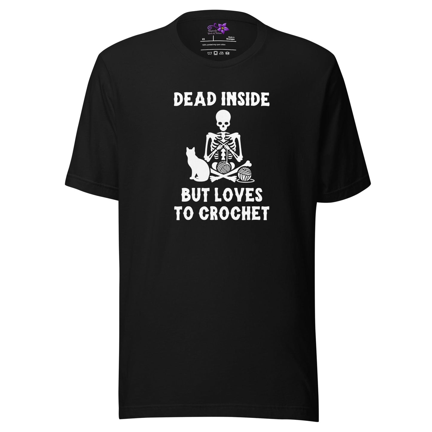 Dead Inside but loves to Crochet Crew Neck T-Shirt Black / XS