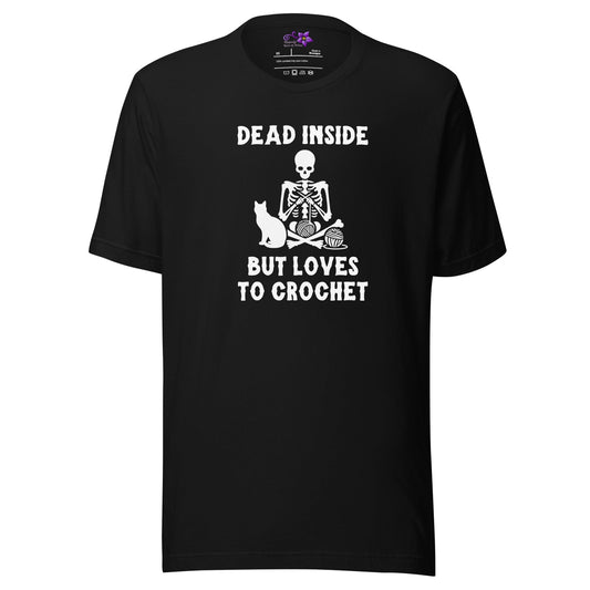Dead Inside but loves to Crochet Crew Neck T-Shirt Black / XS