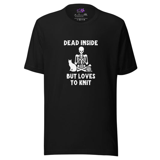 Dead Inside but loves to knit Crew Neck T-Shirt Black / XS