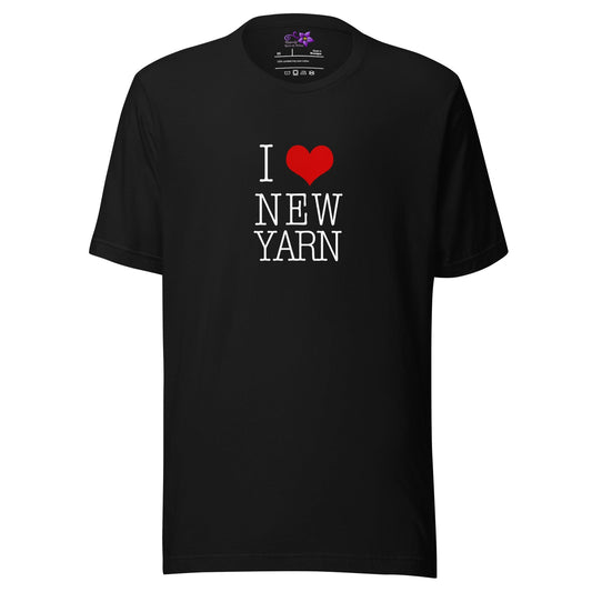 I Heart New Yarn Crew Neck T-Shirt Black / XS