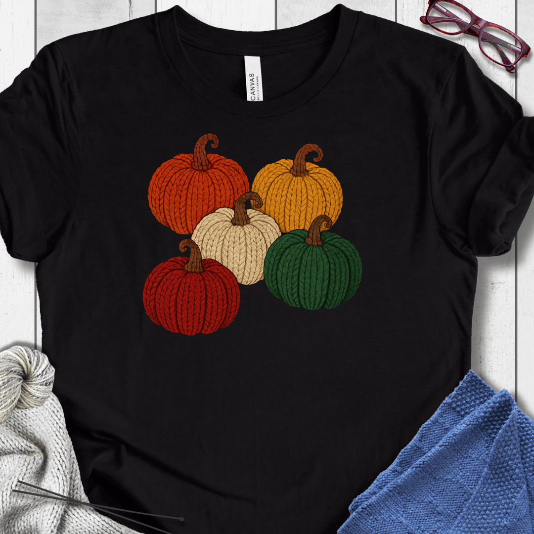 Knitted Pumpkins T-Shirt Black / XS