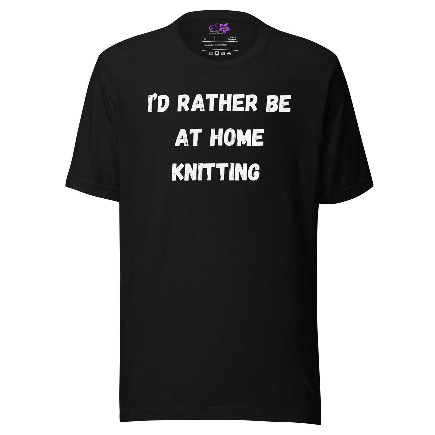 Rather Be Knitting Crew Neck T-Shirt Black / XS