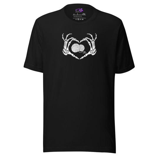 Skeletal Heart Crew Neck T-Shirt Black / XS