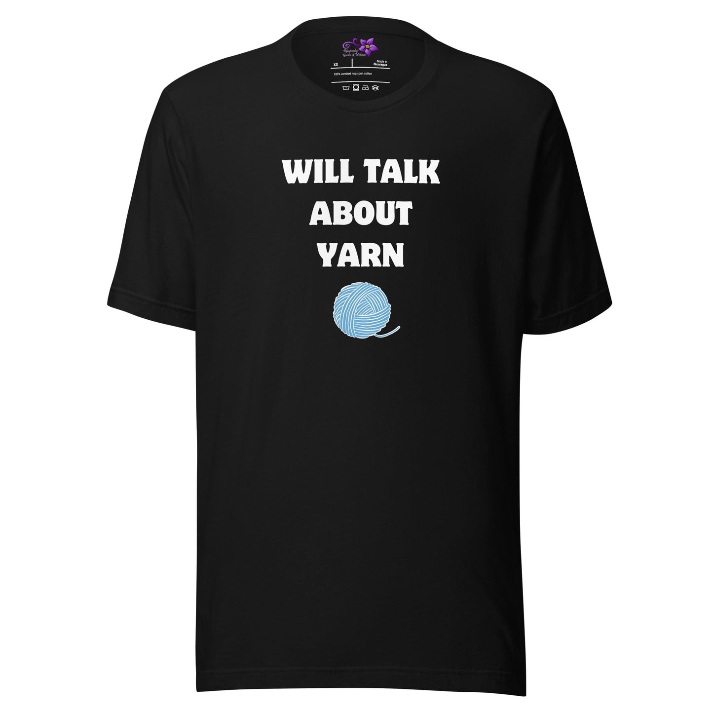 Will Talk About Yarn Crew Neck T-Shirt Black / XS