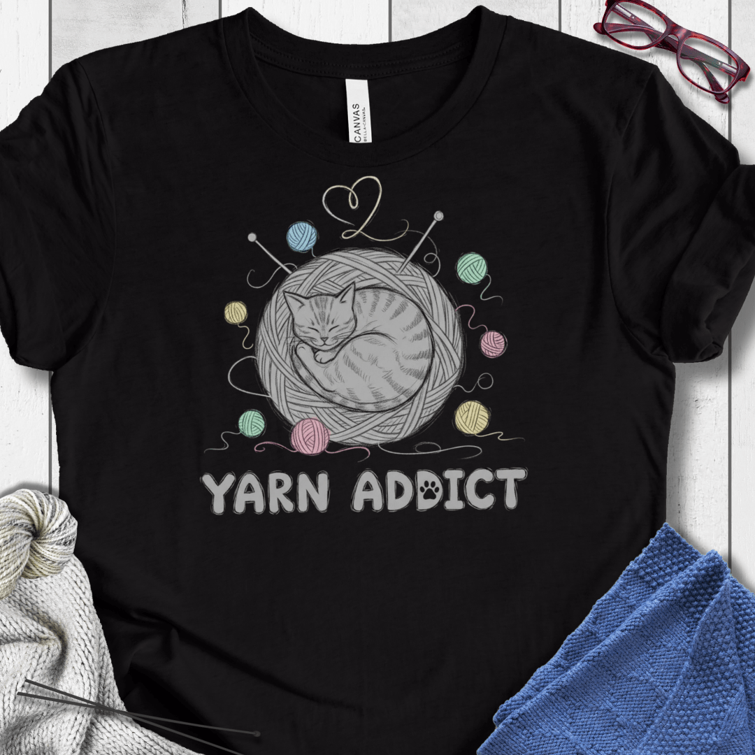 Yarn Addict Sketch T-Shirt Black / XS