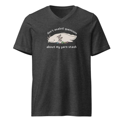 Axolotl Questions V-Neck T-Shirt Dark Grey Heather / S