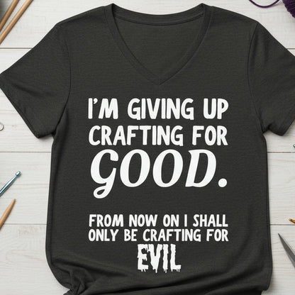 Crafting for Good V Neck T-Shirt Dark Grey Heather / S