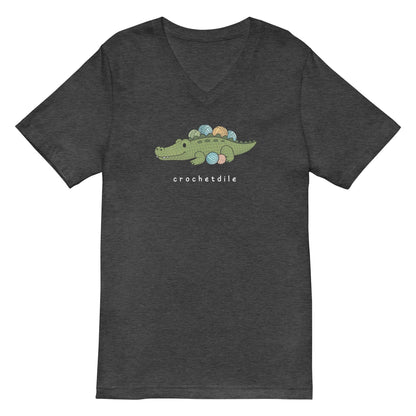 Crochetdile V-Neck T-Shirt Dark Grey Heather / S