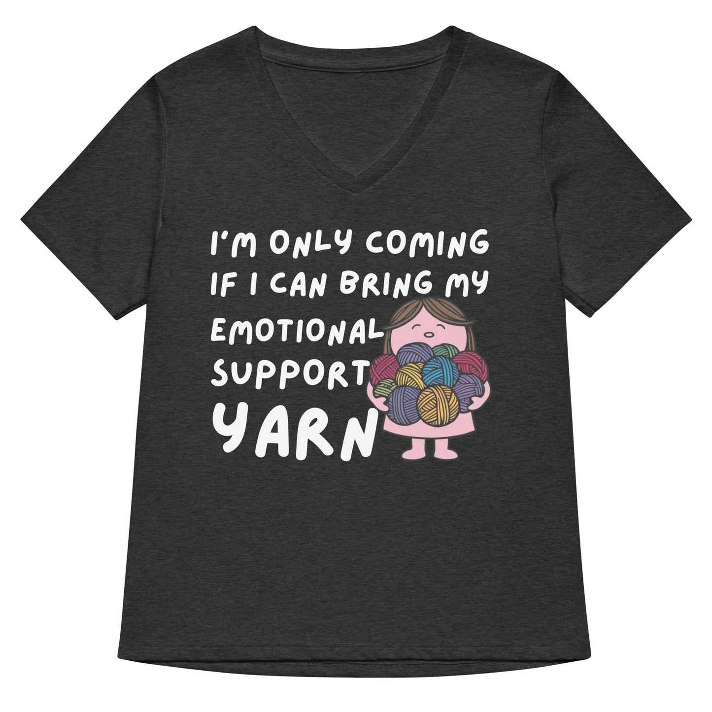 Emotional Support V Neck T-Shirt Dark Grey Heather / S